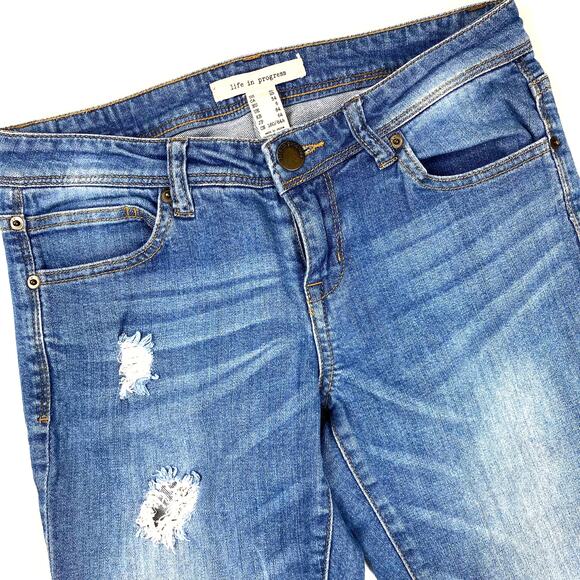 Forever 21 Distressed Jeans Low Rise Skinny Blue Life in Progress Womens Sz 25 - Picture 3 of 13